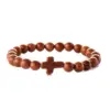 Wholesale Retro Cross Round Beaded Natural Stone Bracelets