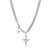 oly-d40ed0f0884e86b9409d02b382e4f4bc Wholesale Square Diamond Star Cross Necklace for Men Ins Hip-Hop Neutral Trend Cool Niche Clavicle Chain for Women