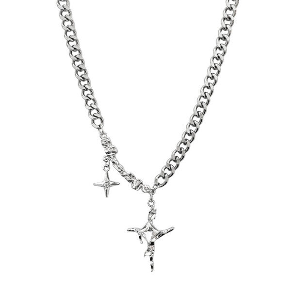oly-d40ed0f0884e86b9409d02b382e4f4bc Wholesale Square Diamond Star Cross Necklace for Men Ins Hip-Hop Neutral Trend Cool Niche Clavicle Chain for Women