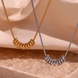 Wholesale 304 Stainless Steel Solid Color PVD Coated Stone-Free 18K Gold Plated Real Gold Plated Simple Style Waterproof Non Tarnish Plating Snake Chain Gold Pendant Necklace