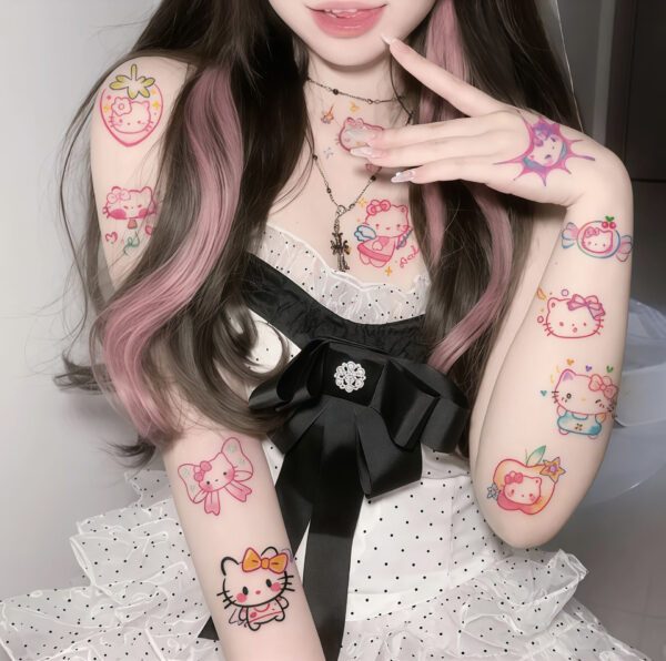 Wholesale Creative dopamine kitty cat color tattoo waterproof girl lasting simulation cartoon cute fashion washable