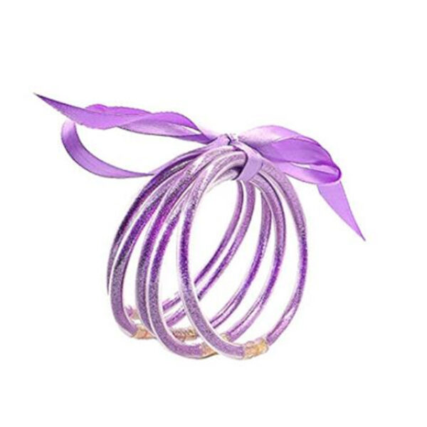 Wholesale Multi-layer silicone rainbow glitter bow bracelet