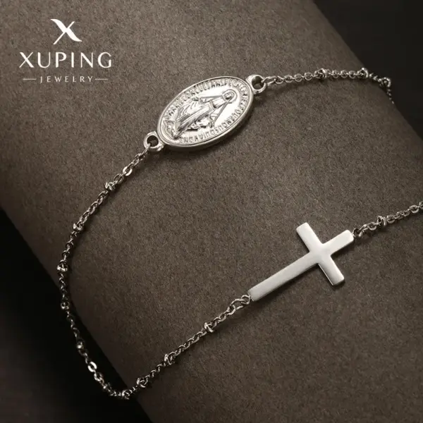 Wholesale 304 Stainless Steel 18K Gold Plated Raw Steel XUPING Simple Style Human Cross Necklace