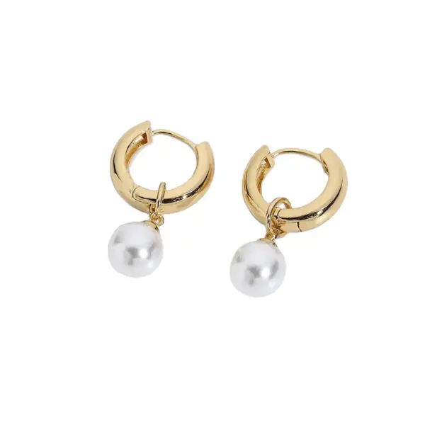 Vacation Simple Style Pearl Copper Artificial Pearls Earrings
