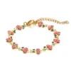 304 Stainless Steel Multicolor Ion Plating (IP) Rhinestones 18K Real Gold Plated Elegant Sweet Waterproof Non Tarnish Inlay Gold Bracelets
