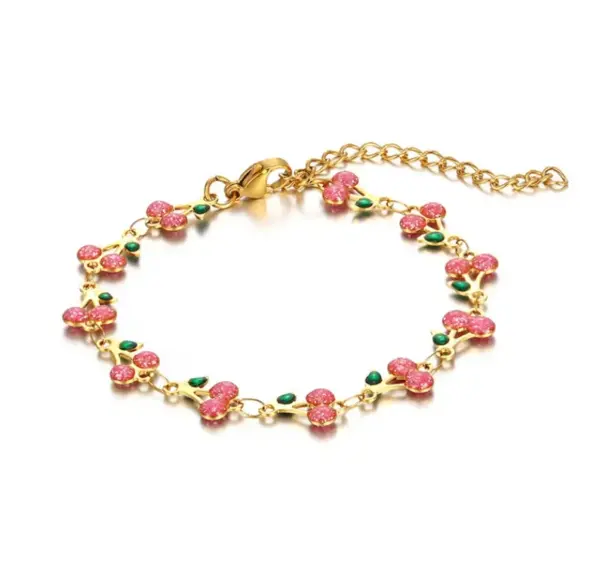 304 Stainless Steel Multicolor Ion Plating (IP) Rhinestones 18K Real Gold Plated Elegant Sweet Waterproof Non Tarnish Inlay Gold Bracelets