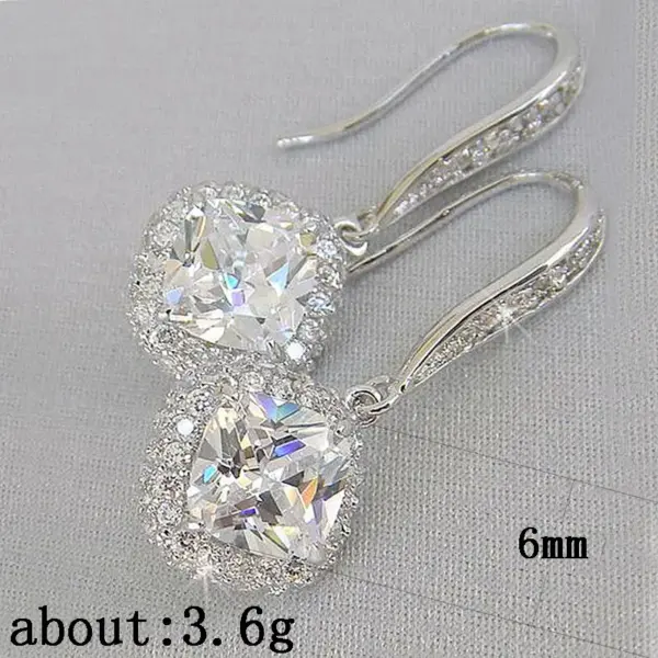 Wholesale Fashion Square Inlaid Zircon Copper Drop Earrings Wholesale