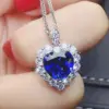 Wholesale Fashion New Inlaid Royal Blue Love-shaped Copper Necklace