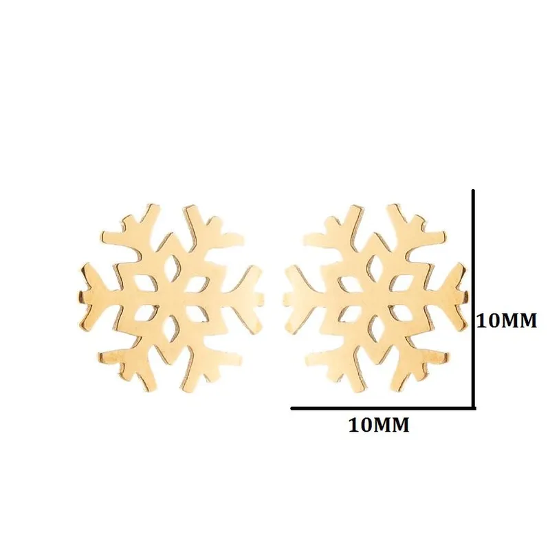 Wholesale PVD Coated 18K Gold Real Gold Plated Snowflake 304 Stainless Steel Fashion Waterproof Non Tarnish Ear Studs