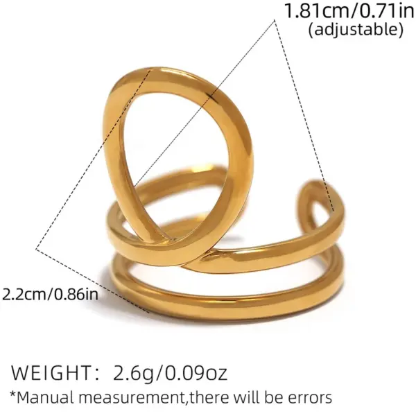 Wholesale Ion Plating (IP) Real Gold Plated 18K Gold Geometric 304 Stainless Steel IG Style Casual Simple Style Waterproof Non Tarnish Open Rings