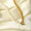 Wholesale 201 Stainless Steel Freshwater Pearl Color Block PVD Coated 18K Gold Plated Real Gold Plated Luxurious Romantic Waterproof Non Tarnish Beaded Plating Necklace