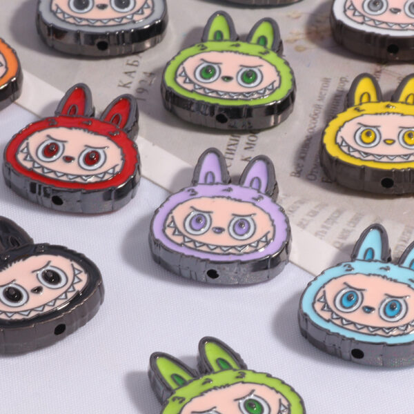 Wholesale New DIY straight hole beads cute cartoon anime labubu decoration mobile phone chain key chain bag chain accessories