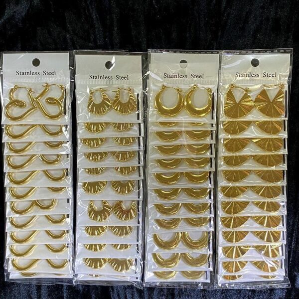 Geometric Crystal Stainless Steel Earrings 18K Gold Plated Fashionable Women's Hoop Earrings With Oil Pressing Process