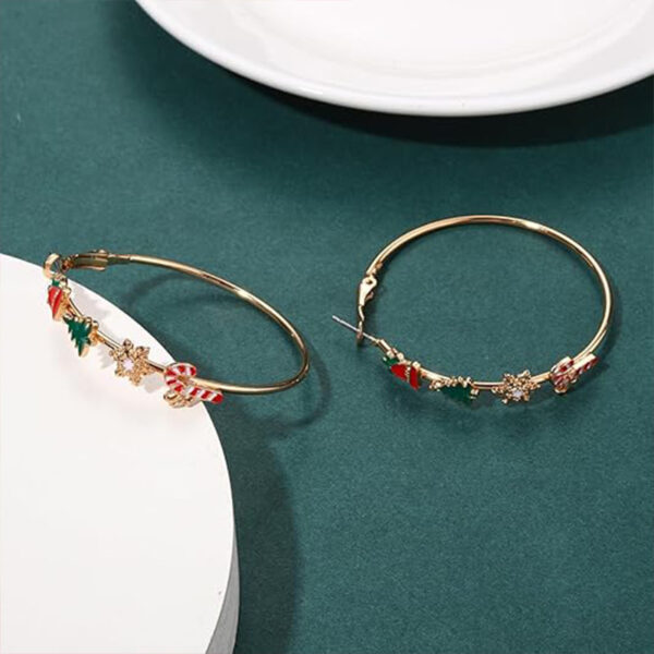 Wholesale Christmas Tree Snowflake Santa Claus Large Hoop Earrings