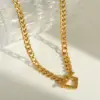 PVD Coated Real Gold Plated 18K Gold Irregular Geometric 304 Stainless Steel Casual Luxurious Lady Waterproof Non Tarnish 304 Stainless Steel OT Clasp Toggle Clasp Closure Necklace