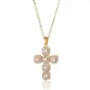 Wholesale Fashion Cross Copper Inlay Zircon Pendant Necklace 1 Piece