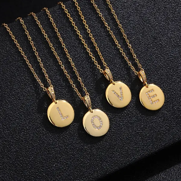 Wholesale Real Gold Plated Letter Titanium Steel Fashion Waterproof Non Tarnish Titanium Steel Necklace