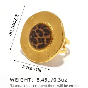 Gold / adjustable / 1 Piece Leopard Print Geometric Open Ring