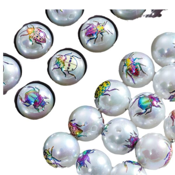 Wholesale 10pcs Mixed Insect Print Beads 16mm Decorative Beads