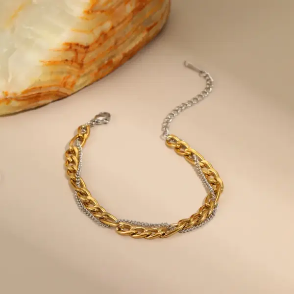 Trendy Color Block Punk Hip Hop Stainless Steel Titanium Bracelet Necklace Earring Set For Women Casual Cool Holiday Jewelry