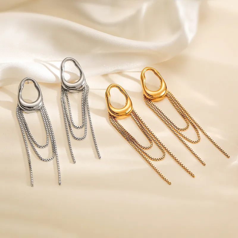 Wholesale Vacuum Plating Geometric 304 Stainless Steel Simple Style Commute op Earrings