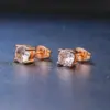 Simple Style Geometric Copper Inlay Zircon Ear Studs 1 Pair