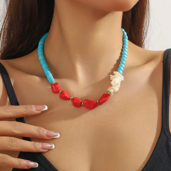 oly-d449a66d4977d1d4cd3f36706441c59b Wholesale Natural stone pendant fashionable and versatile turquoise necklace