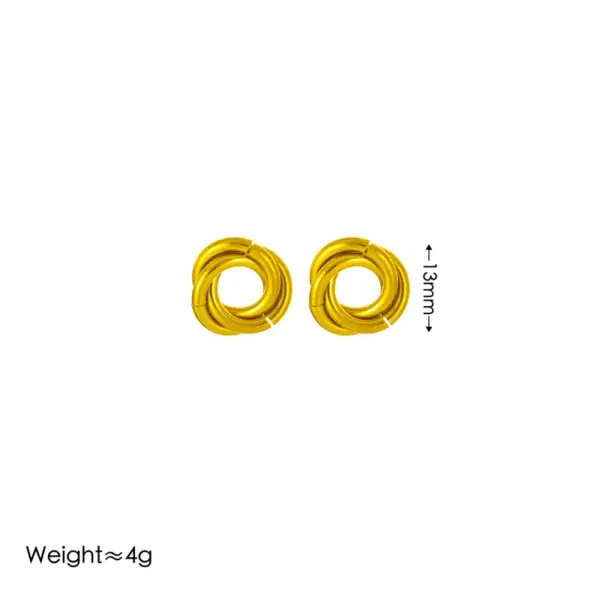 304 Stainless Steel Round Ion Plating (IP) 18K Real Gold Plated Simple Style Roman Style Waterproof Non Tarnish Jewelry Set