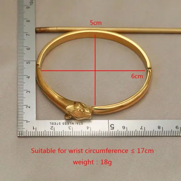 304 Stainless Steel Jaguar Snake Ion Plating (IP) Zircon Real Gold Plated Vintage Style French Style Waterproof Non Tarnish Asymmetrical Plating Gold Bangle