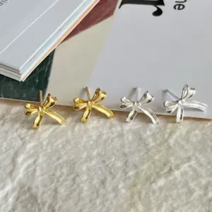 Wholesale 1 Pair Sweet Bow Knot Plating Copper Ear Studs