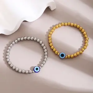 Classic Style Devil's Eye 304 Stainless Steel Bracelets In Bulk