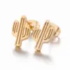 PVD Coated 18K Gold Real Gold Plated Cactus 304 Stainless Steel Fashion Waterproof Non Tarnish Ear Studs