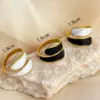 PVD Coated Real Gold Plated 18K Gold Solid Color 304 Stainless Steel Retro Luxurious Waterproof Non Tarnish Rings