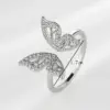 Shiny Butterfly Copper Gold Plated Silver Plated Zircon Open Ring In Bulk