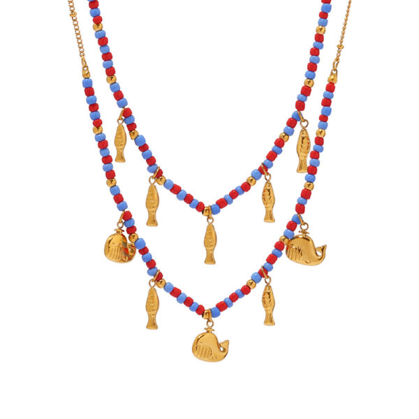 Wholesale Enigma Ocean Series Bohemian Dolphin Pendant Glass Beaded Clavicle Chain Leisure Holiday Accessories