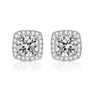 Ed003 Square Bag 1 Karat Ear Studs