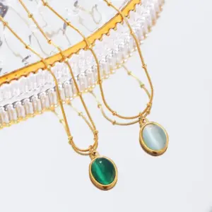 Wholesale Simple Style Geometric Titanium Steel Tassel Plating Zircon Pendant Necklace 1 Piece