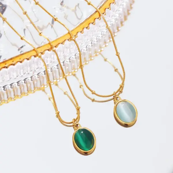 Wholesale Simple Style Geometric Titanium Steel Tassel Plating Zircon Pendant Necklace 1 Piece