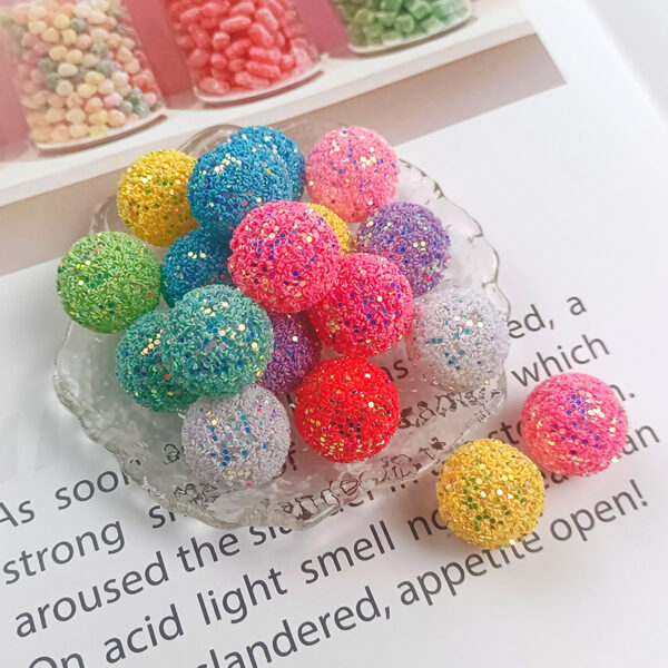 oly-d46df4399360861f37b62f71fdb6be10 Wholesale Ya Leduo 20MM Sequin Ball Acrylic Beads Straight Hole Sequin Head Rope Keychain Decorative Aessories Handmade Jewelry Beads