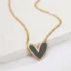 Wholesale 304 Stainless Steel Plastic Asymmetrical Heart Shape Ion Plating (IP) Acrylic 18K Gold Plated Cute Sweet Waterproof Non Tarnish Inlay Gold Pendant Necklace