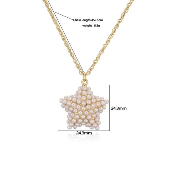 Wholesale Copper 18K Gold Plated Plating Inlay Pentagram Water Droplets Heart Shape Artificial Pearls Pendant Necklace