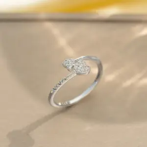 J106 Silver Full Diamond Double Love