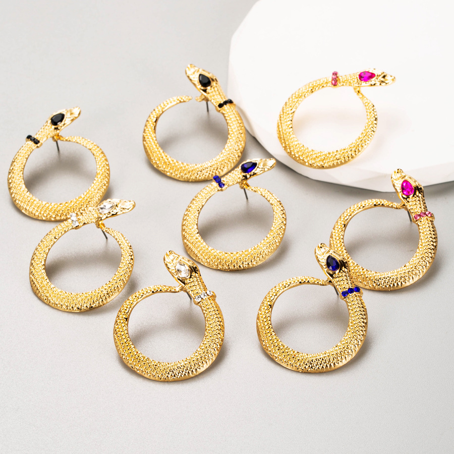Wholesale Europe and the United States cross-border creative design fashion ear jewelry personality alloy diamond exaerated snake-shaped earrings wome