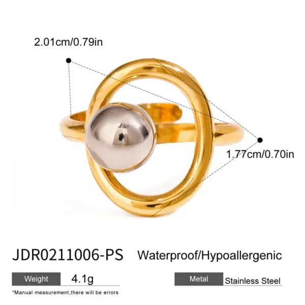 PVD Coated Real Gold Plated 18K Gold Geometric 304 Stainless Steel Vacation Simple Style Classic Style Waterproof Non Tarnish Open Rings