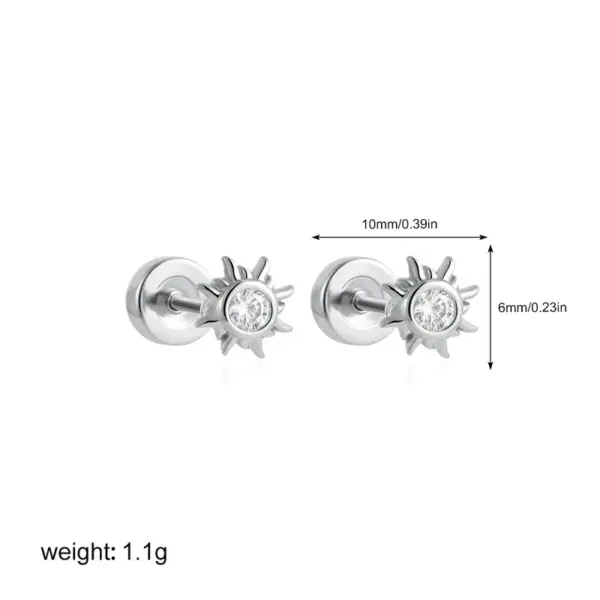 304 Stainless Steel Copper Sun Star Moon Electroplating Zircon Simple Style Plating Ear Studs