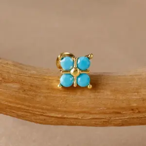 E1240-9-Gold/1.3*1.1cm-Blue Diamond-1pc