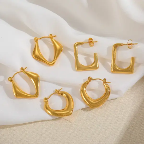 Wholesale 1 Pair Basic Simple Style Irregular Geometric Plating 304 Stainless Steel 18K Gold Plated Earrings
