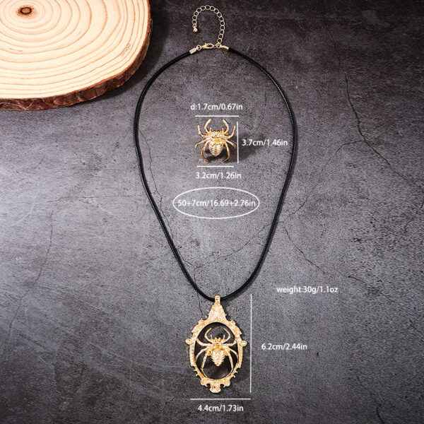 oly-d47c796d54b2079240ee5686aa87d7f6 Wholesale fashion street style metal creative big spider lady necklace ring jewelry suit