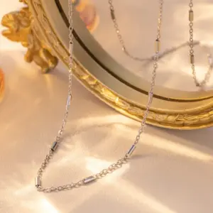 Round Tube Chain 40+5cm-steel Color / Individually Packaged