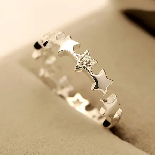 Wholesale Copper Inlaid Zircon Star Artificial Gemstones Copper Rings